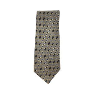 Briar Neck Tie For Men Classic Gray Taupe Gold Navy Geometric Design